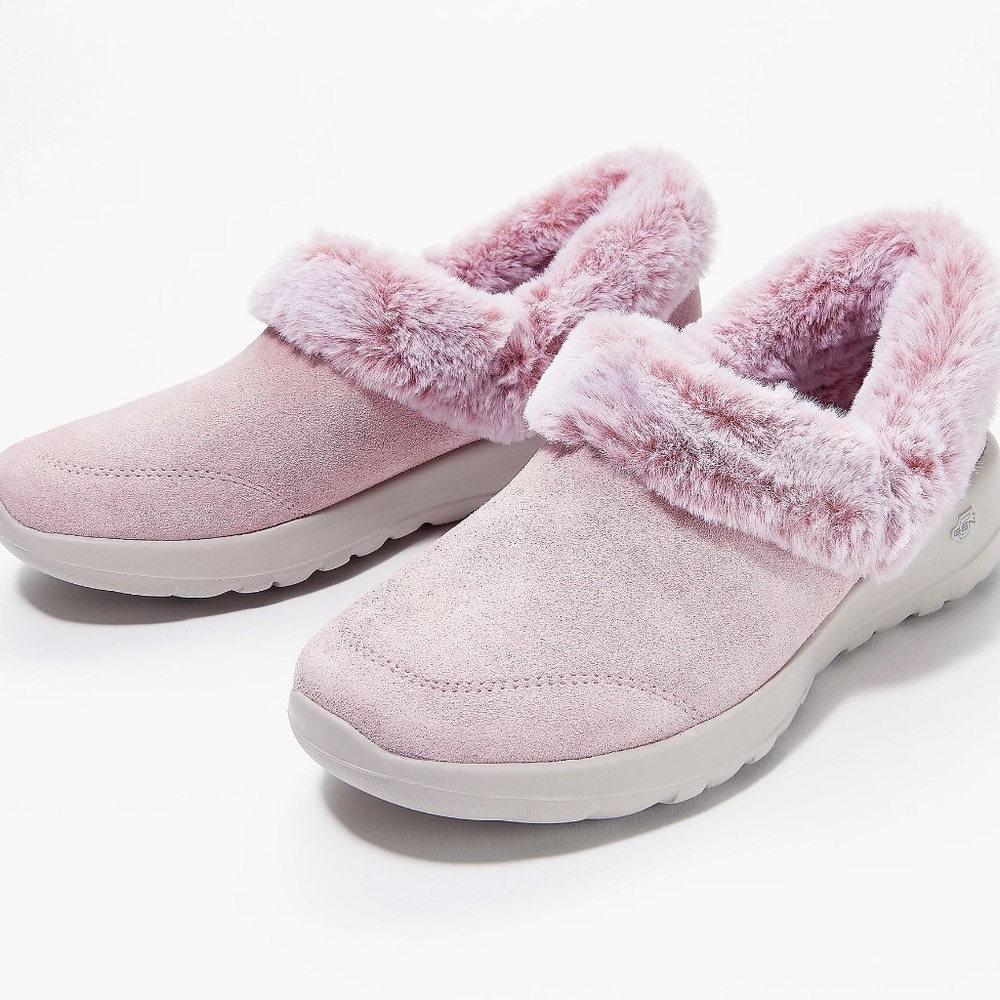 Skechers Cozy Life On-the-GO Joy Suede & Faux Fur Slip On Sneakers